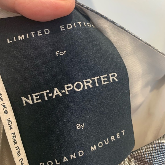 NWT Roland Mouret Anser asymmetric silk-blend gold lame dress. Size 14 - Picture 6 of 8